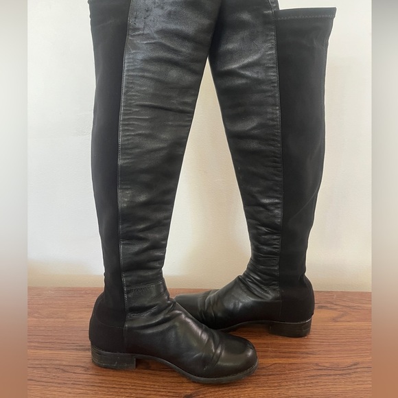 Stuart Weitzman Black #5050 Over The Knee Boot Scuffs Size 5.5 Chic Gossip Girl - Picture 9 of 11